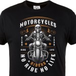 Koszulka męska Motorcycles Riders – czarny t-shirt motocyklowy skeleton rider, Ride No Life