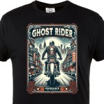 Koszulka męska Ghost Rider – czarny t-shirt motocyklowy city rider, vengeance on wheels