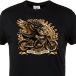 Koszulka męska Maverick Mustang Renegade – czarny t-shirt motocyklowy steampunk, skrzydlaty rider