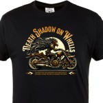 Koszulka męska Death Shadow on Wheels – czarny t-shirt motocyklowy, fantasy rider, biker styl