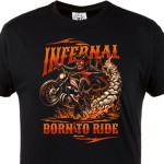 Koszulka męska Infernal Born To Ride – czarny t-shirt motocyklowy z diabłem, biker, ogień, rebel styl
