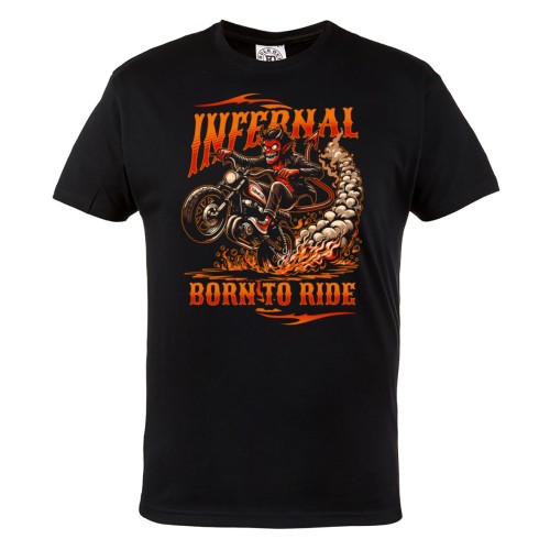Koszulka męska Infernal Born To Ride – czarny t-shirt motocyklowy z diabłem, biker, ogień, rebel styl 2