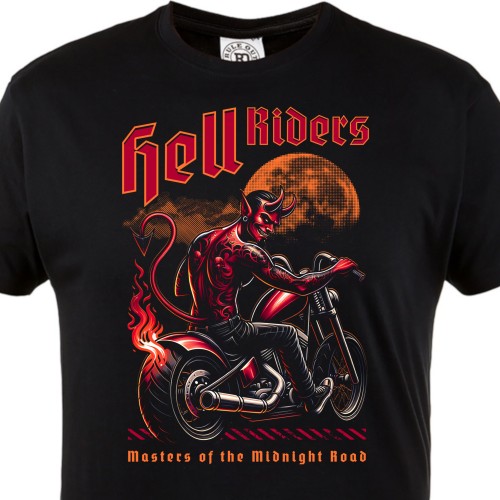 Koszulka męska Hell Riders – czarny t-shirt motocyklowy z diabłem, biker, dark moto styl