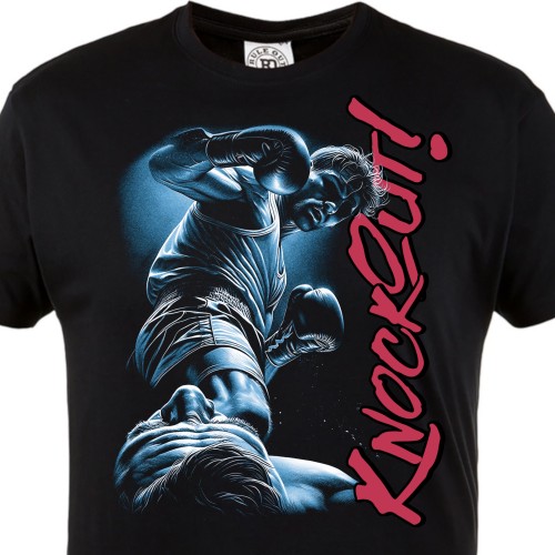 Koszulka męska Knockout – czarny t-shirt bokserski, dynamiczny nadruk fighter, sport, siłownia 1