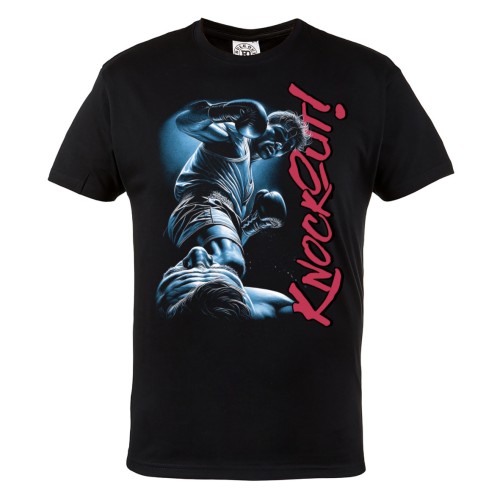 Koszulka męska Knockout – czarny t-shirt bokserski, dynamiczny nadruk fighter, sport, siłownia 2