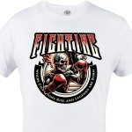 Koszulka męska Fighting – biały t-shirt bokserski, skull fighter, siłownia, sportowy styl