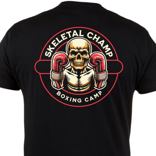 Koszulka Skeleton Champ Boxing Camp – czarna koszulka bokserska, skull fighter, siłownia, MMA 1