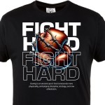 Koszulka Fight Hard – rękawice bokserskie, boks, MMA, motywacyjna koszulka sportowa