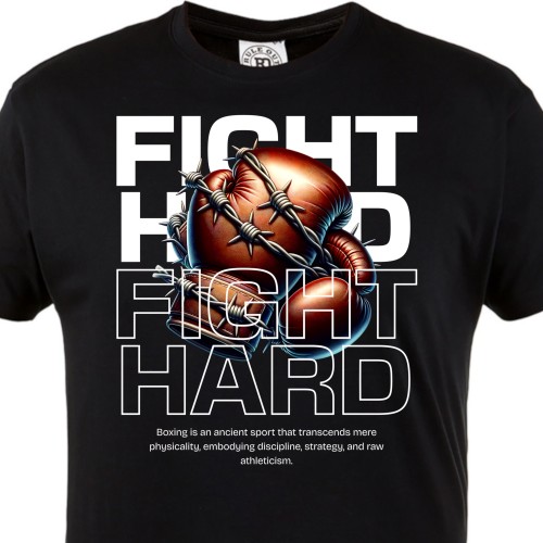 Koszulka Fight Hard – rękawice bokserskie, boks, MMA, motywacyjna koszulka sportowa 1