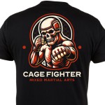 Koszulka Cage Fighter MMA – szkielet fighter, mixed martial arts, koszulka sportowa dla wojownika