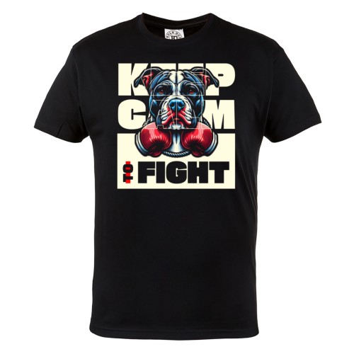 Keep Calm & Fight Koszulka – pitbull boxer, motyw bokserski, MMA streetwear, fighter mindset 2
