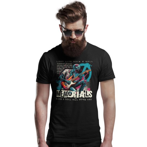 Koszulka Rock N Roll Zombie Gitarzysta Kolorowy Print Streetwear Alternatywny Styl 2