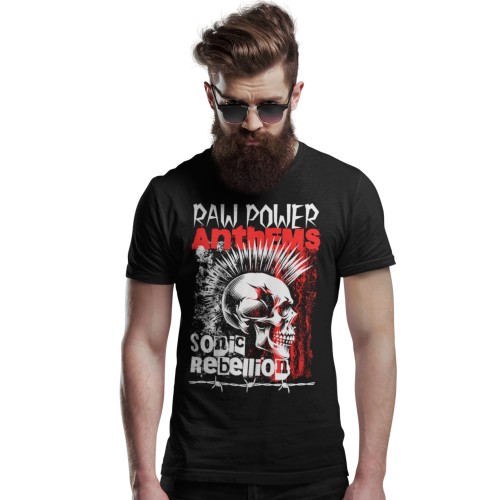 Koszulka Punk Rock Szkielet Mohawk Streetwear Alternatywny Styl Grunge Unisex 2