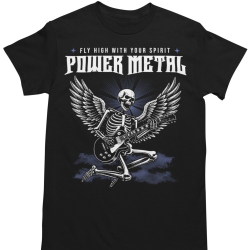 Koszulka Metalowa Skrzydła Szkielet Gitara Styl Heavy Metal Rock Streetwear Unisex