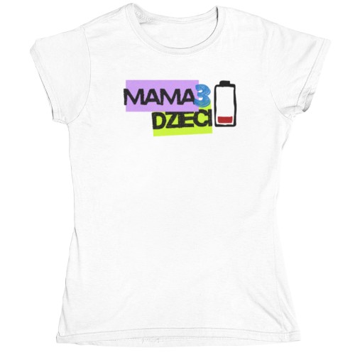 Koszulka damska Mama 3 dzieci – śmieszna koszulka dla mamy z nadrukiem bateria – prezent na Dzień Mamy 11