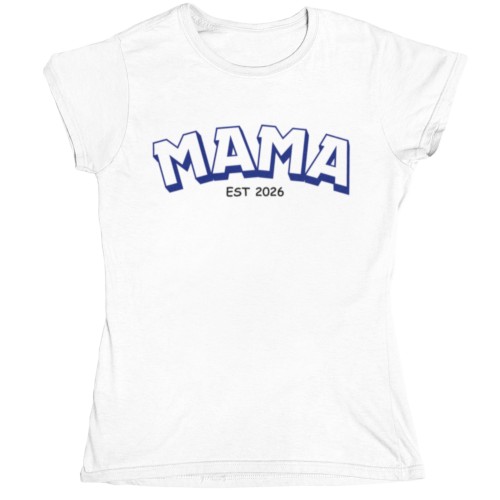 Koszulka damska Mama EST 2026 koszulka dla przyszłej mamy prezent na Dzień Mamy baby shower ciąża 2