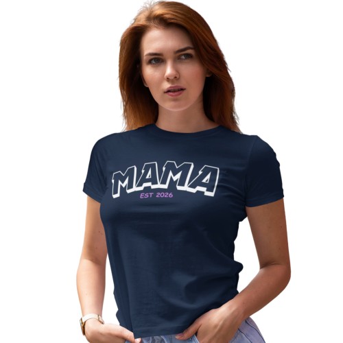Koszulka damska czarna Mama EST 2026 koszulka dla przyszłej mamy prezent na Dzień Mamy baby shower 3