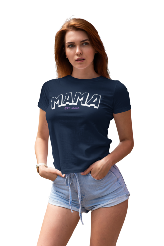 Koszulka damska czarna Mama EST 2026 koszulka dla przyszłej mamy prezent na Dzień Mamy baby shower 5