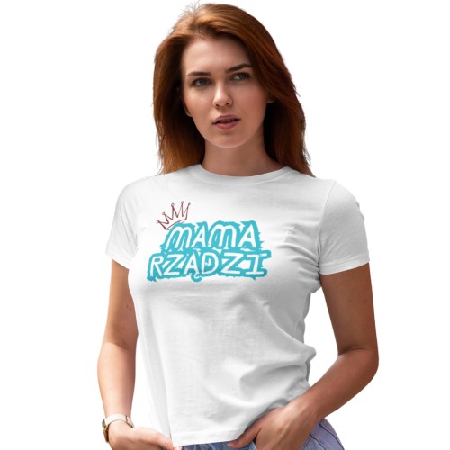 Koszulka damska Mama rządzi śmieszna koszulka dla mamy prezent na Dzień Mamy 3