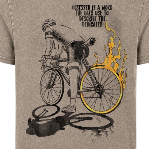 Koszulka męska kolarz ogień vintage acid wash koszulka rowerowa retro streetwear grafika rower 1
