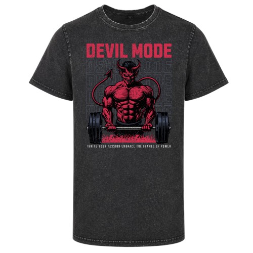 Koszulka męska Devil Mode siłownia acid wash vintage koszulka gym streetwear fitness 2