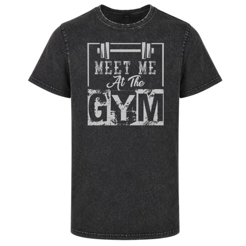 Koszulka męska Meet Me At The Gym siłownia acid wash vintage koszulka fitness streetwear 2