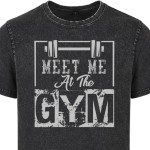 Koszulka męska Meet Me At The Gym siłownia acid wash vintage koszulka fitness streetwear