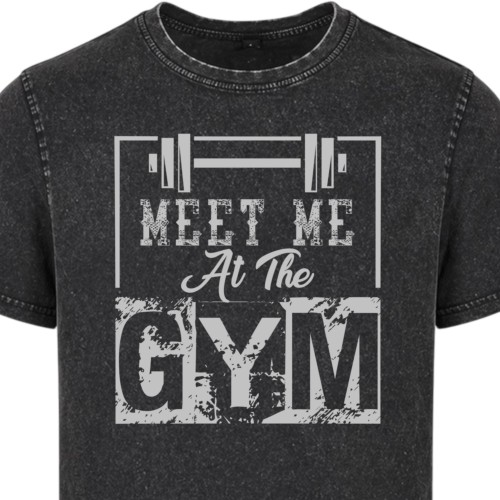 Koszulka męska Meet Me At The Gym siłownia acid wash vintage koszulka fitness streetwear 1