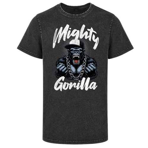 Koszulka męska Mighty Gorilla acid wash vintage streetwear koszulka z nadrukiem goryl 2