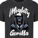 Koszulka męska Mighty Gorilla acid wash vintage streetwear koszulka z nadrukiem goryl
