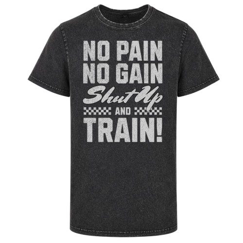 Koszulka męska No Pain No Gain Shut Up And Train acid wash vintage koszulka gym fitness 2