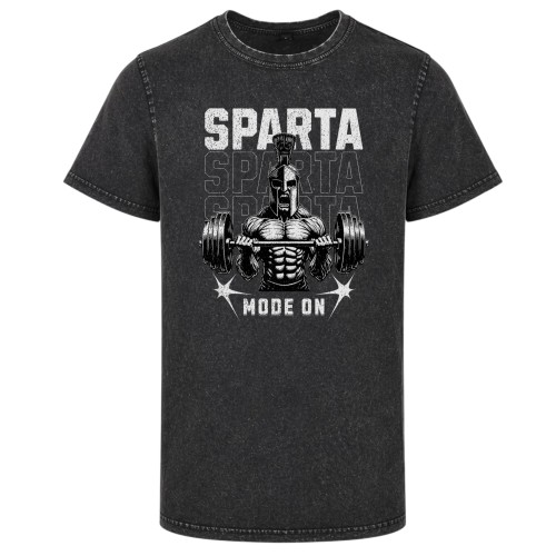 Koszulka męska Sparta Mode On siłownia acid wash vintage koszulka gym wojownik 2
