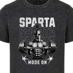 Koszulka męska Sparta Mode On siłownia acid wash vintage koszulka gym wojownik