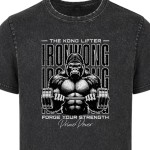 Koszulka męska Iron Kong gym acid wash vintage koszulka fitness goryl sztanga
