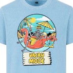 Koszulka męska acid wash Vacay Mode wakacyjna vintage lato plaża streetwear retro flaming czaszka summer shirt