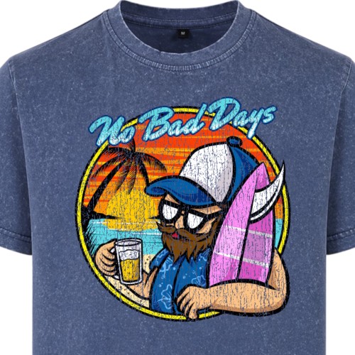 Koszulka męska No Bad Days acid wash vintage surfer streetwear 1