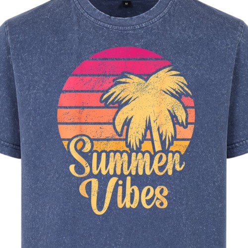 Koszulka męska Summer Vibes acid wash vintage streetwear