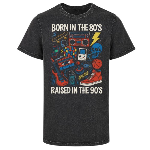 Koszulka męska Born In The 80s Raised In The 90s acid wash retro vintage 2
