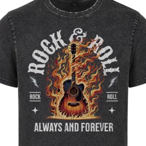 Koszulka muzyczna męska Rock & Roll acid wash gitara vintage metal