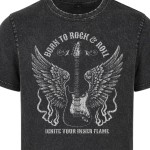 Koszulka muzyczna męska Born To Rock acid wash vintage rock metal