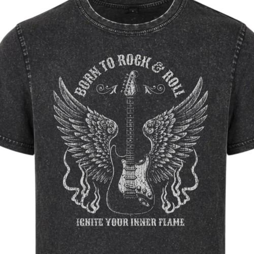 Koszulka muzyczna męska Born To Rock acid wash vintage rock metal 1