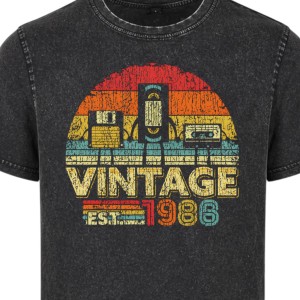 Koszulka męska na 40 urodziny Vintage 1986 acid wash retro