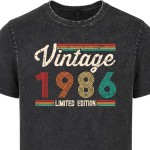 Koszulka męska na 40 urodziny Vintage 1986 Limited Edition acid wash