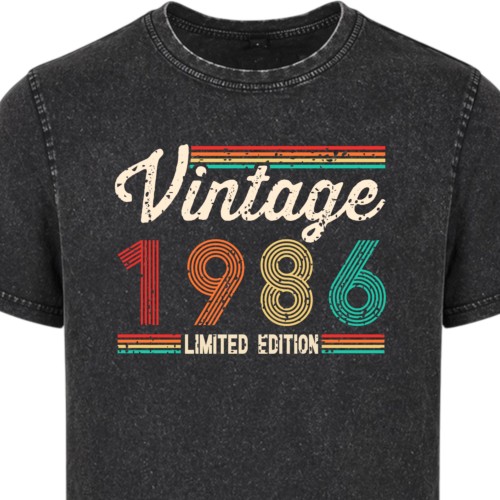 Koszulka męska na 40 urodziny Vintage 1986 Limited Edition acid wash 1