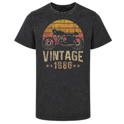 Koszulka męska na 40 urodziny Vintage 1986 motocykl acid wash 2