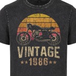 Koszulka męska na 40 urodziny Vintage 1986 motocykl acid wash
