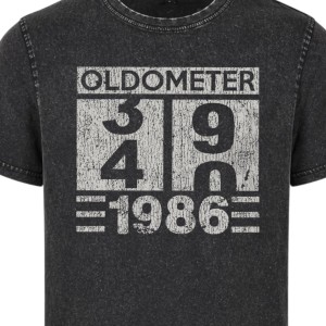 Koszulka męska na 40 urodziny Oldometer 1986 vintage acid wash