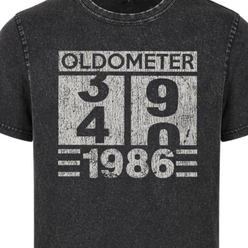 Koszulka męska na 40 urodziny Oldometer 1986 vintage acid wash 1