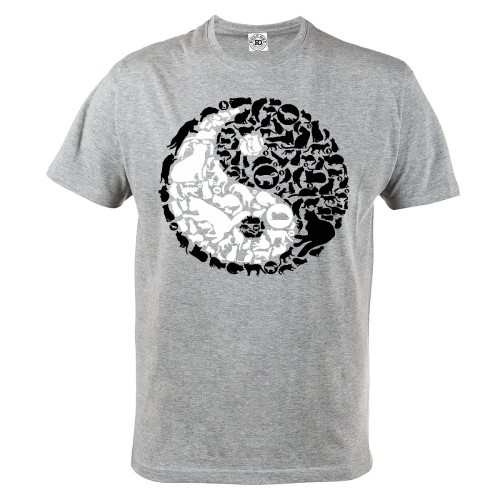 KOSZULKA MĘSKA CASUAL YIN YANG KOTY CATS 
