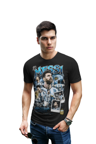 Koszulka męska bawełniana Lionel Messi Argentyna numer 10 piłka nożna czarna koszulka z nadrukiem dla kibica 3